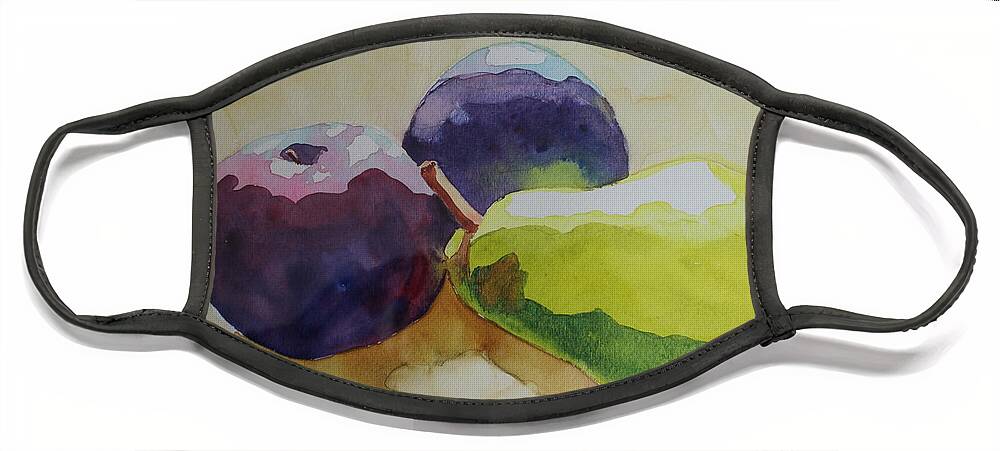 Collage Face Mask featuring the painting Juicy Fruit by Ruth Kamenev