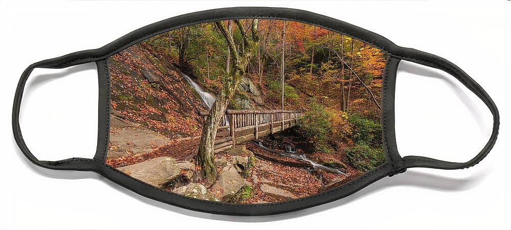 Juney Whank Falls Face Mask featuring the photograph Juney Whank Falls in Autumn by Robert J Wagner