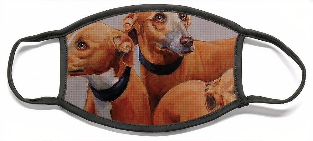 Dogs Face Mask featuring the painting Just Another Three Dog Night by Jean Cormier