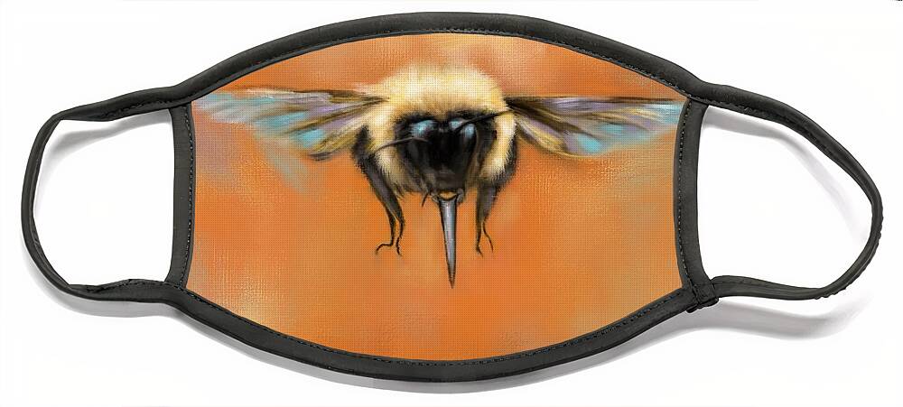Bumble Bee Face Mask featuring the painting Just Bee by Jai Johnson