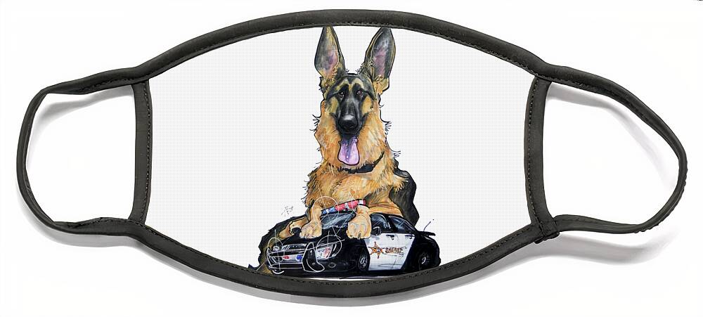 Dog Face Mask featuring the drawing K9 Unit German Shepherd by John LaFree