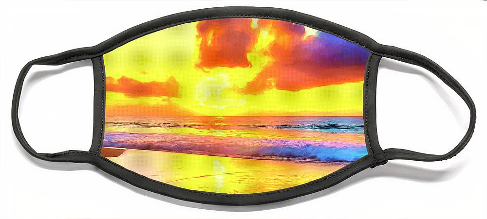 Hawaii Face Mask featuring the painting Kaanapali Sunset by Dominic Piperata