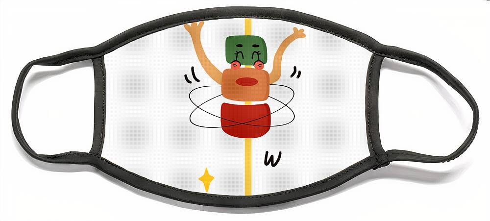 Digital，festival Face Mask featuring the drawing Kabob likes to play hula hoop by Min Fen Zhu