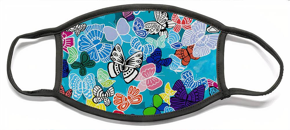 Butterflies Face Mask featuring the painting Kaleidoscope by Beth Ann Scott