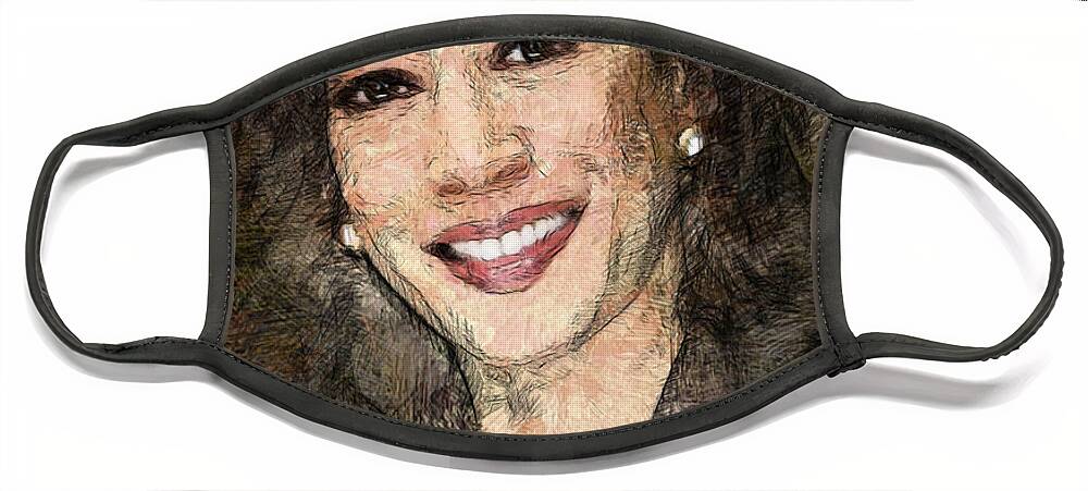 Portraits Face Mask featuring the drawing Kamala Harris by Rafael Salazar