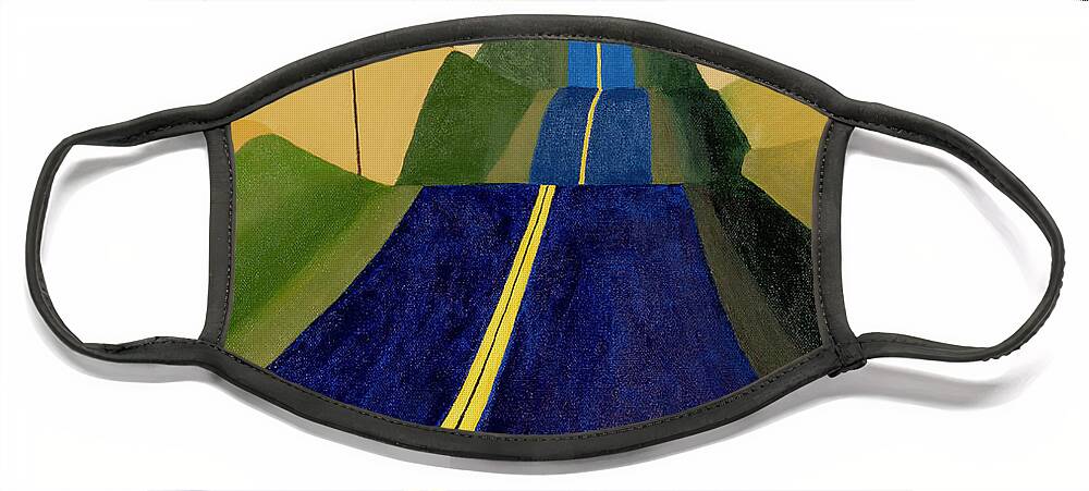 Kansas Face Mask featuring the painting Kansas Blue Highways by Garry McMichael