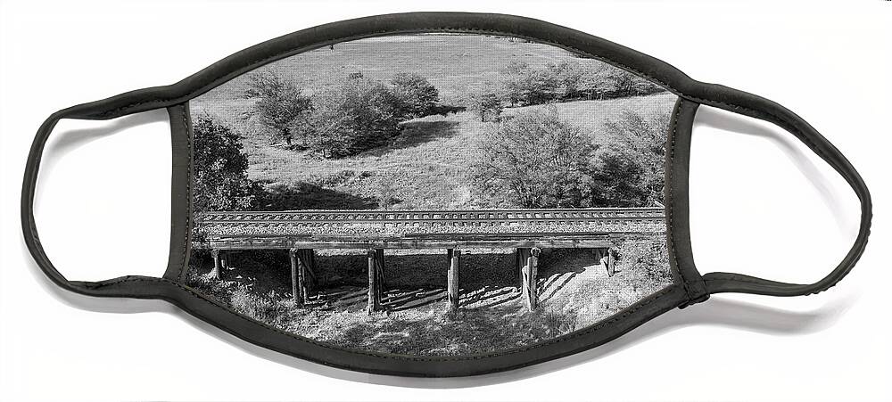 Aerial Kansas Countryside Face Mask featuring the photograph Kansas Countryside railroad track by John McGraw