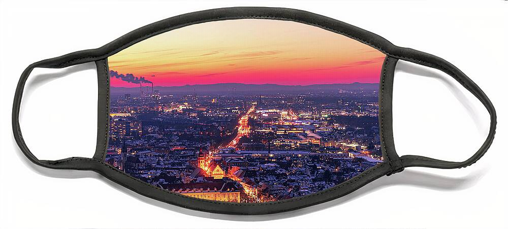 Karlsruhe Face Mask featuring the photograph Karlsruhe in winter at sunset by Hannes Roeckel