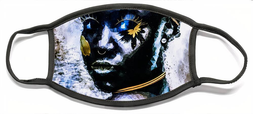Black Art Face Mask featuring the mixed media Kashi's Vision by Canessa Thomas
