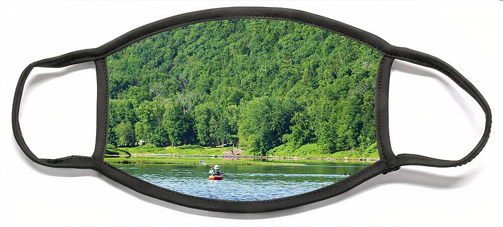 Water Face Mask featuring the photograph Kayak on the River by Amelia Pearn