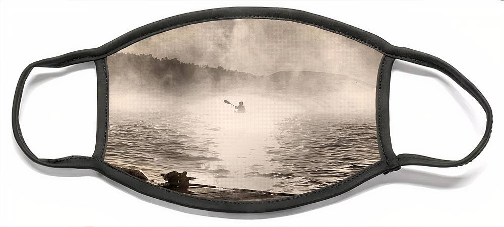 Kayak Face Mask featuring the photograph Kayaker in the Mist by Russel Considine