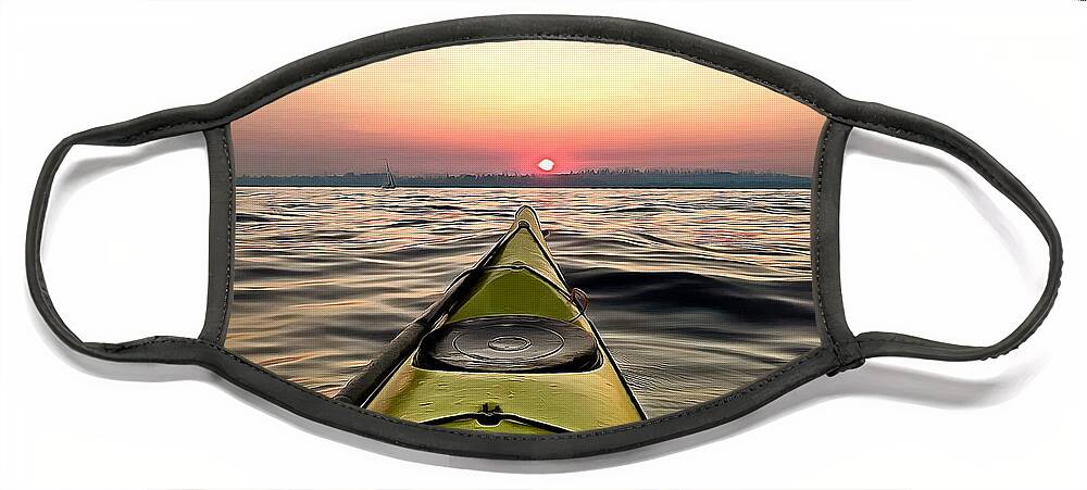 Kayak Face Mask featuring the photograph Kayaking into the Sunset by Sea Change Vibes