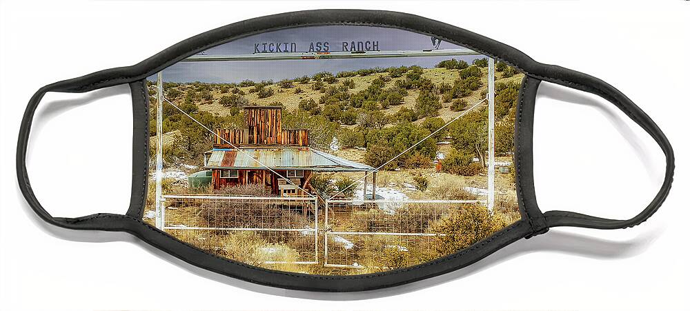 © 2021 Lou Novick All Rights Revered Face Mask featuring the photograph Kickin Ass Ranch by Lou Novick
