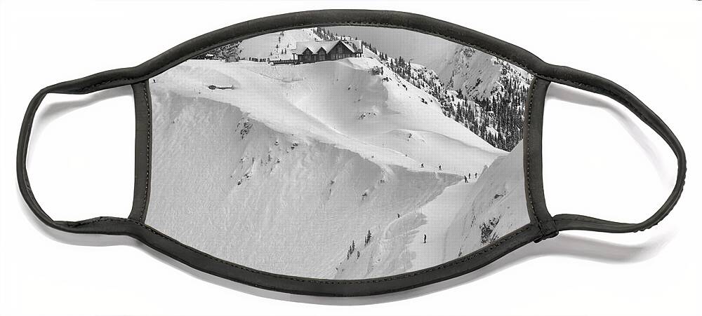 Kicking Face Mask featuring the photograph Kicking Horse Bowl Over Black Diamond Black And White by Adam Jewell