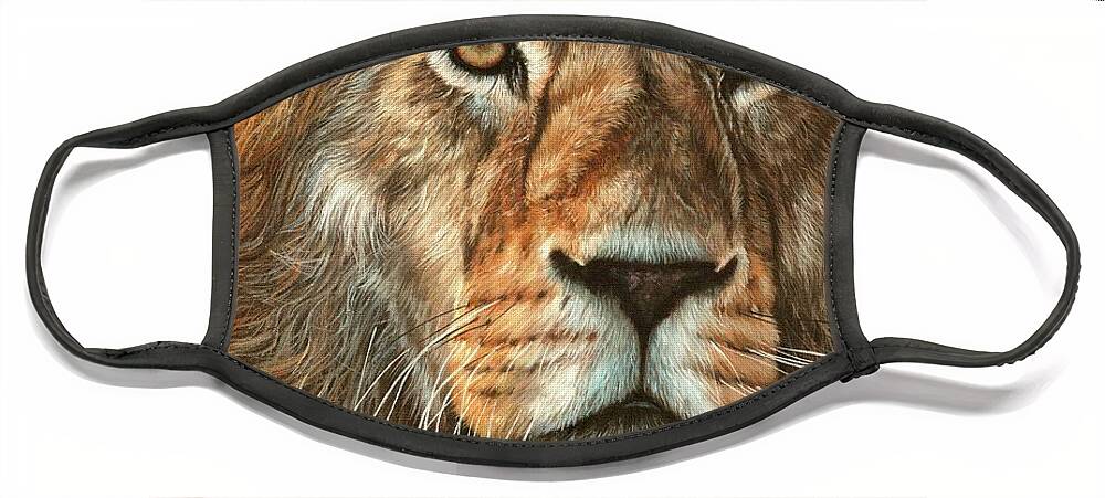 Lion Face Mask featuring the painting King by David Stribbling