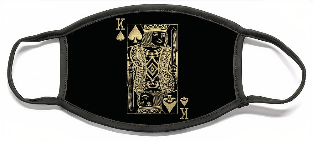 'gamble' Collection By Serge Averbukh Face Mask featuring the digital art King of Spades in Gold on Black  by Serge Averbukh
