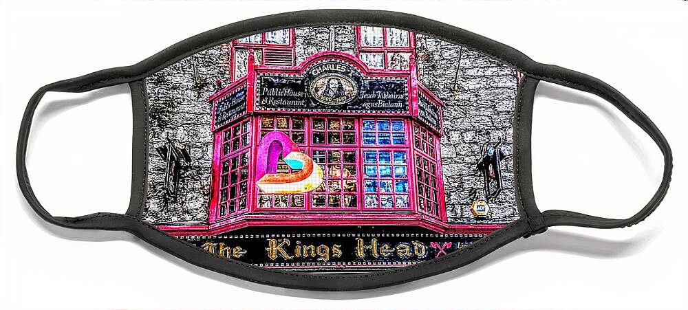 Galway Ireland Face Mask featuring the mixed media photo's of Kings head bar Galway Ireland by Mary Cahalan Lee - aka PIXI