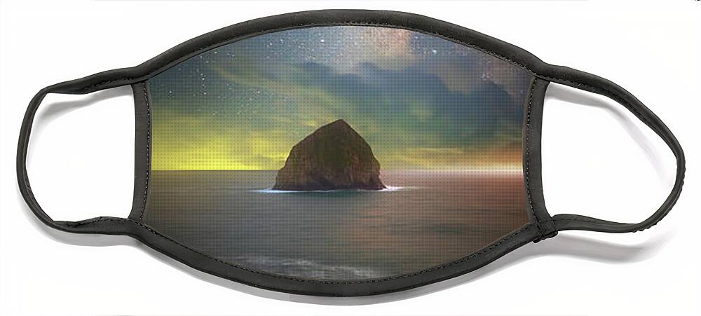 Milky Way Face Mask featuring the photograph Kiwanda Nights by Darren White