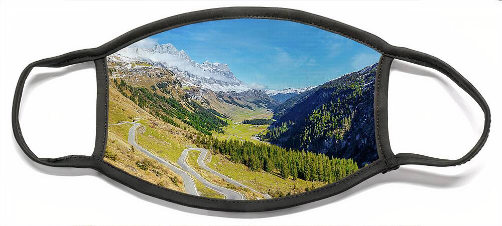 Landscape Face Mask featuring the photograph Klausenpass Panorama, Switzerland by Rick Deacon