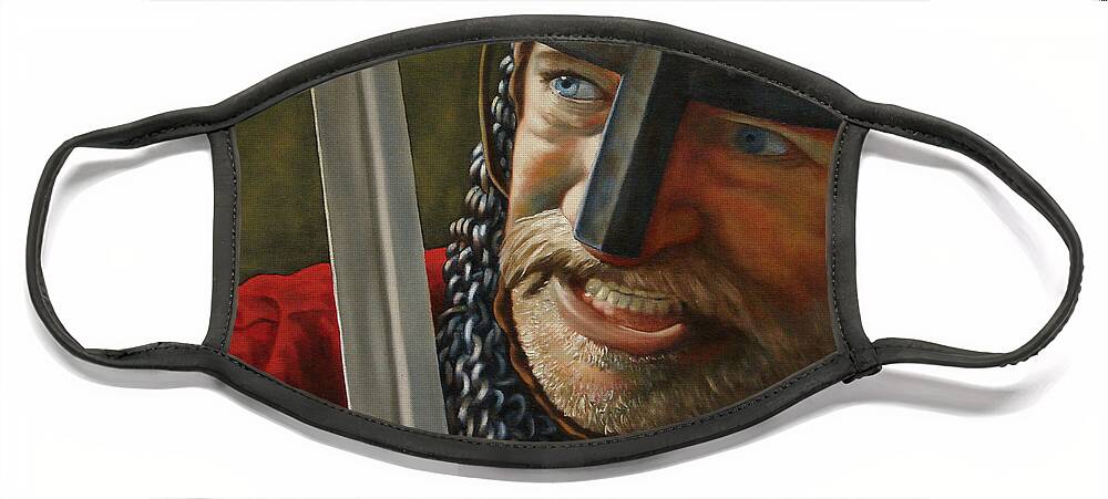 Knight Face Mask featuring the painting Knight Defender by Ken Kvamme