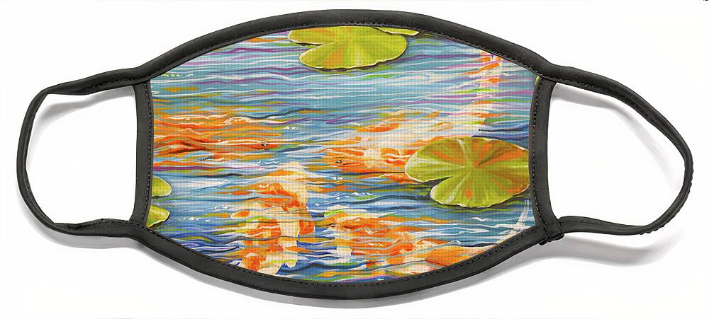 Koi Pond Face Mask featuring the painting Koi Pond by Amy Giacomelli