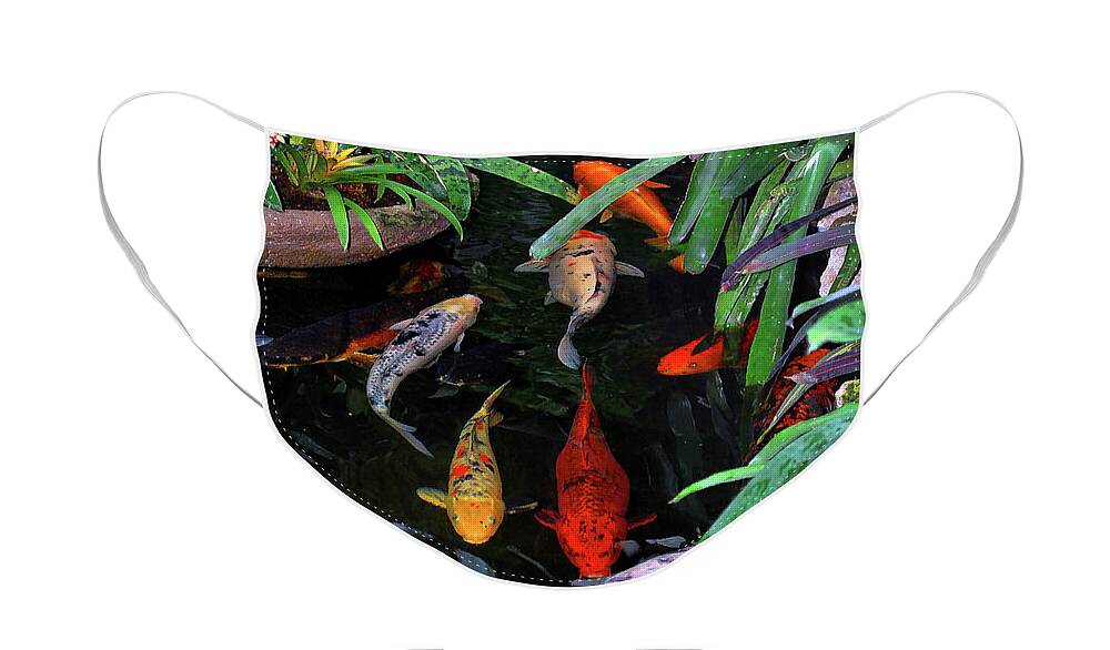 Koi Face Mask featuring the photograph Koi Pond Painting by Nancy Mueller