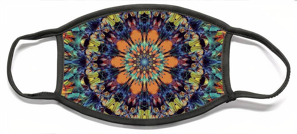 The Kosmic Flying Carpet Mandala Is A Beautiful And Intricate Piece Of Art. This Mandala Is Composed Of A Large Face Mask featuring the digital art Kosmic Flying Carpet by Michael Canteen