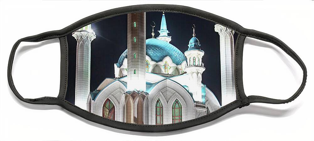 Kazan Face Mask featuring the photograph Kul Sharif Mosque At Night In Kazan by Mikhail Kokhanchikov