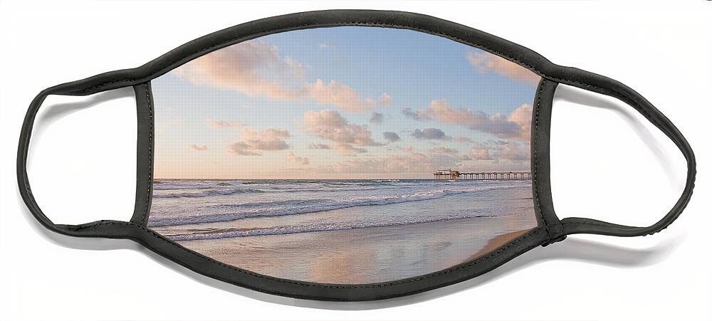 Landscape Face Mask featuring the photograph La Jolla Shores Beach at Sunset by Julia Hiebaum