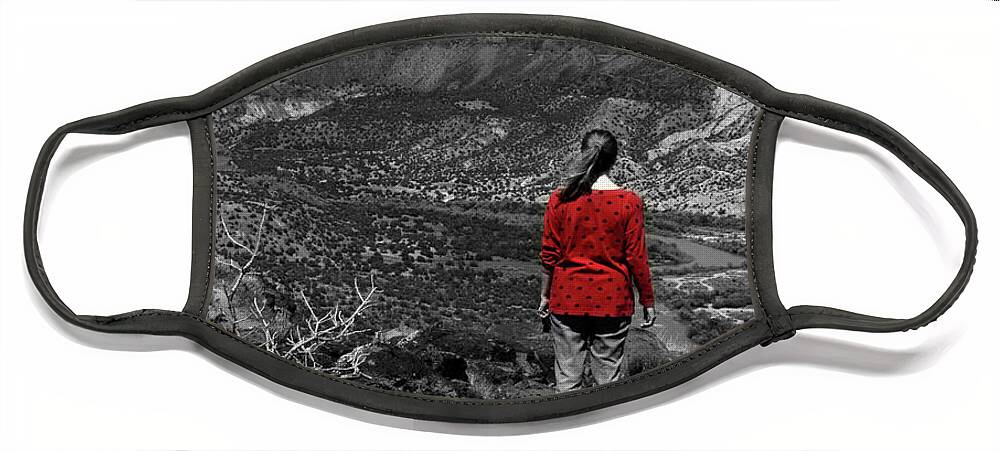 Overlook Park Face Mask featuring the photograph Lady in Red Jacket by James C Richardson
