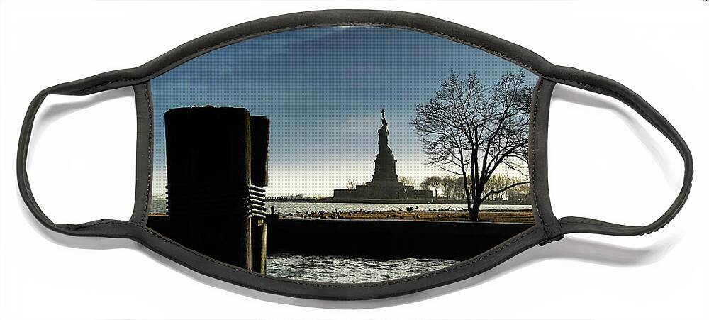 Statue Of Liberty Face Mask featuring the photograph Lady In the Distance by Lorraine Devon Wilke