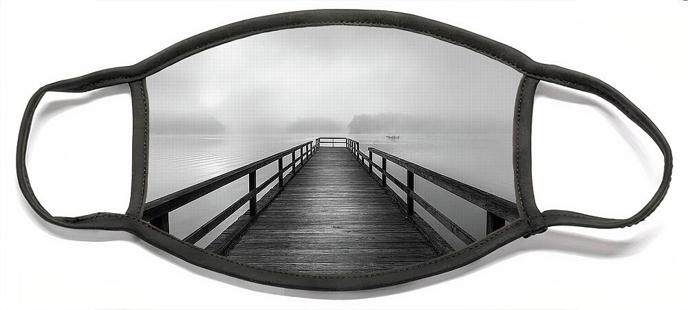 Lake Lamar Bruce Face Mask featuring the photograph Lake Lamar Bruce In Black And White by Jordan Hill