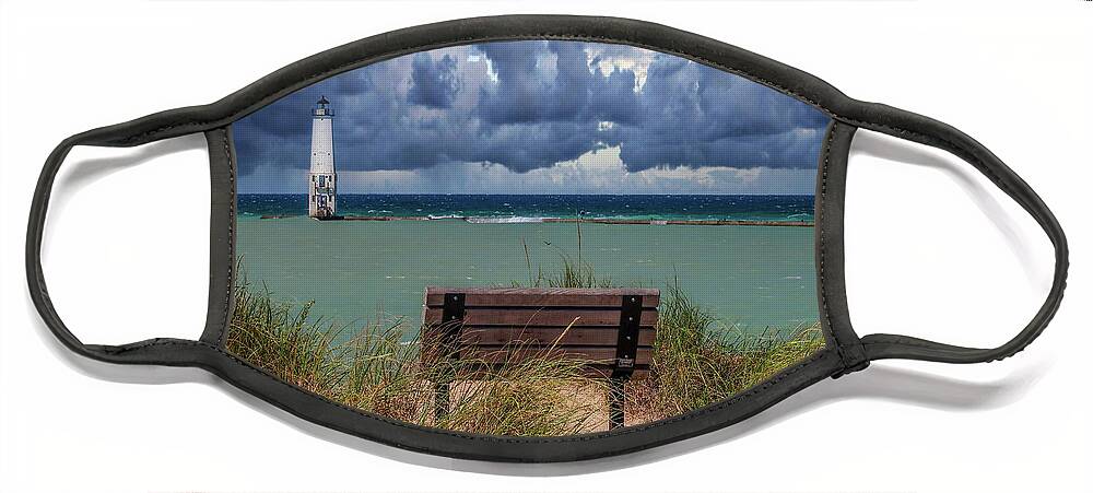 Northernmichigan Face Mask featuring the photograph Lake Michigan Storm IMG_2578 by Michael Thomas