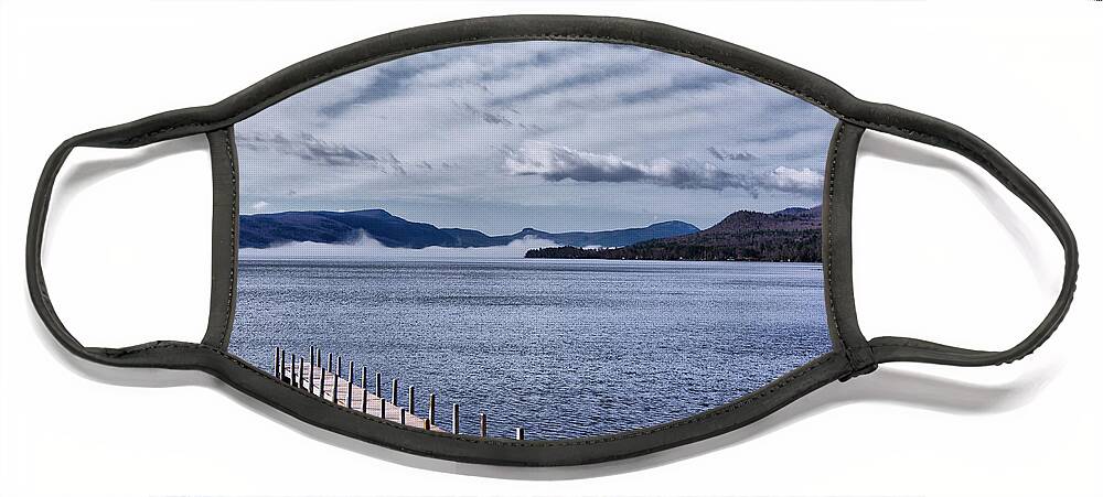 Lake Face Mask featuring the photograph Lake View Clouds and Dock by Russ Considine