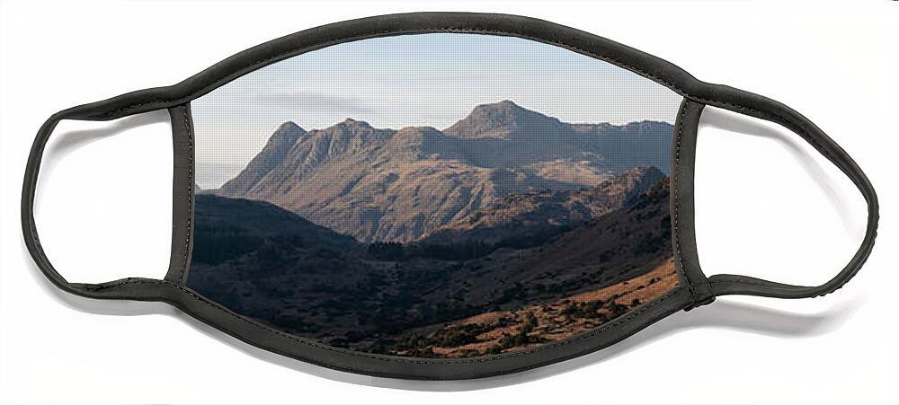 Panorama Face Mask featuring the photograph Langdale Valley and the Pikes Lake District by Sonny Ryse