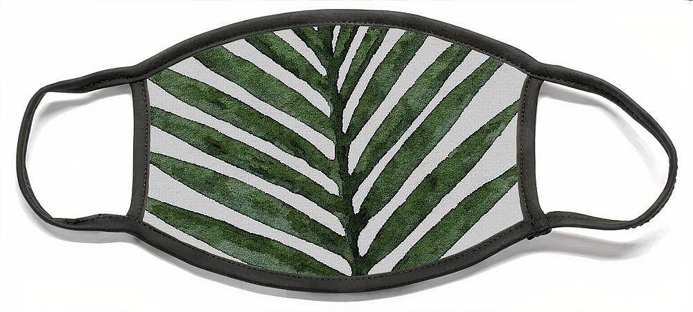 Dark Green Face Mask featuring the painting Large Palm Leaf Green by Rachel Elise