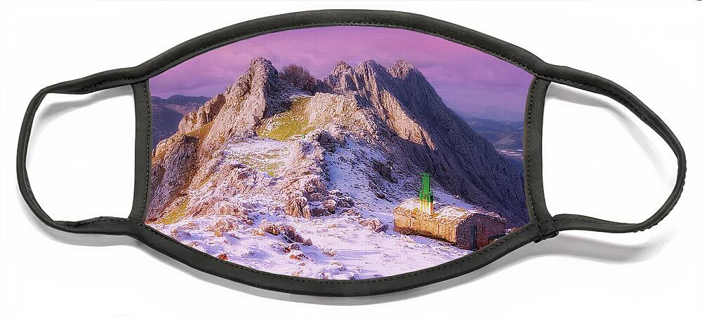 Mountain Face Mask featuring the photograph Larrano in Urkiola by Mikel Martinez de Osaba