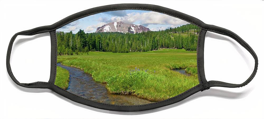 Alpine Face Mask featuring the photograph Lassen Peak and Kings Creek by Jeff Goulden