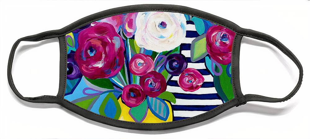 Floral Bouquet Face Mask featuring the painting Last Burst of Summer by Beth Ann Scott