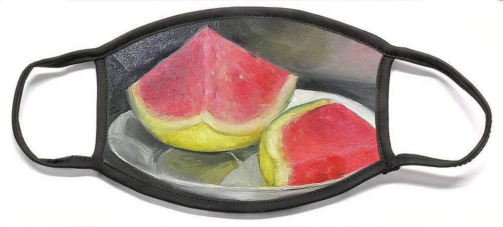 Watermelon Face Mask featuring the painting Last Slice of Summer by Sheila Mashaw