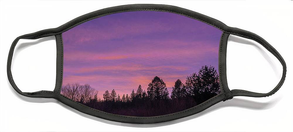El Dorado National Forest Face Mask featuring the photograph last sunset of 2020 at El Dorado National Forest by PROMedias US