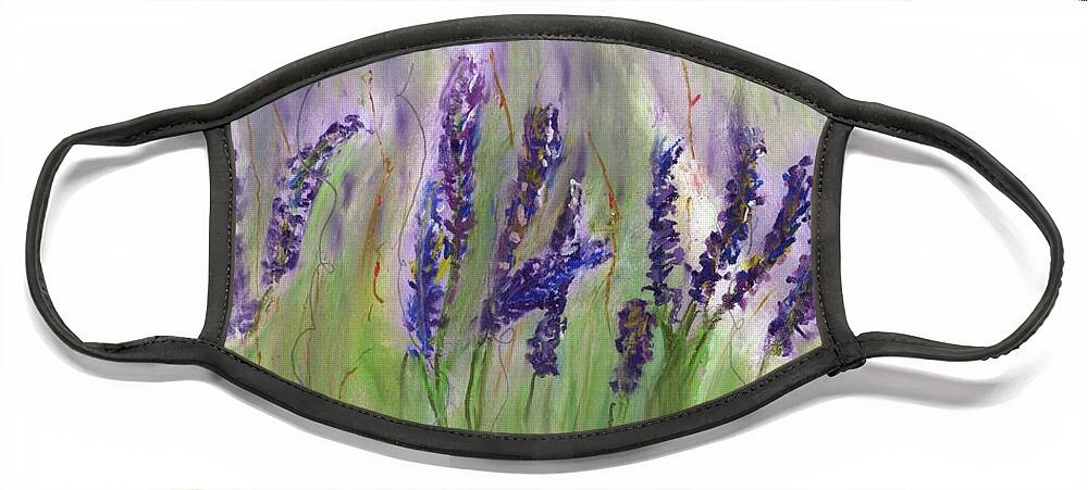 Lavender Face Mask featuring the pastel Lavender Fields by Diane Maley