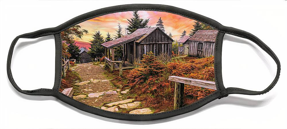 Barns Face Mask featuring the photograph Le Conte Lodge Cabins in Early Autumn by Debra and Dave Vanderlaan