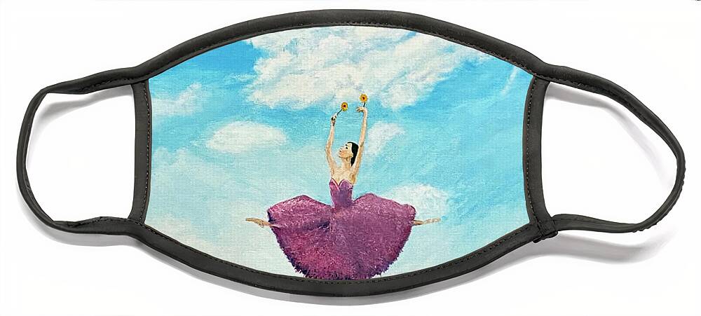 Ballerina Face Mask featuring the painting Leap Into Spring by Thomas Blood