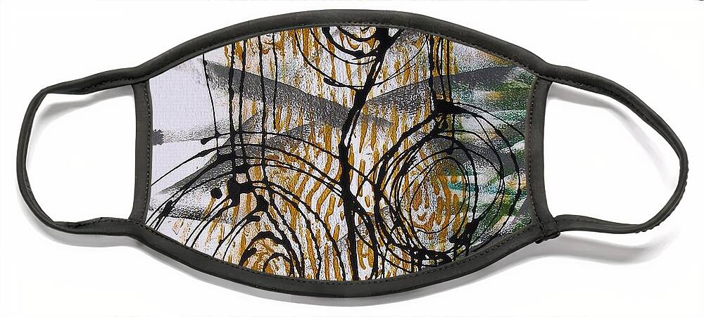 Abstract Face Mask featuring the painting Leaves, Burls, Branches, Trunk by Louise Adams