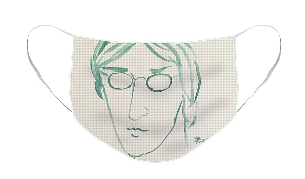 Ricardosart37 Face Mask featuring the painting Lennon 12-9-80 by Ricado Penalver deceased