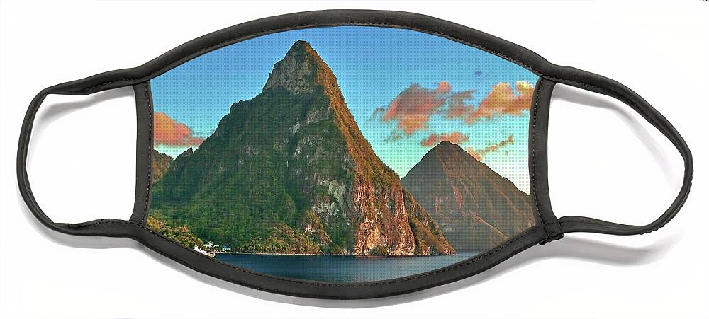 Les Face Mask featuring the photograph Les Pitons by Sarah Lilja