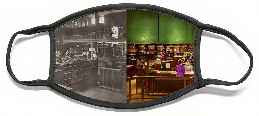 Library Face Mask featuring the photograph Library - The romance of reading 1895 - Side by Side by Mike Savad