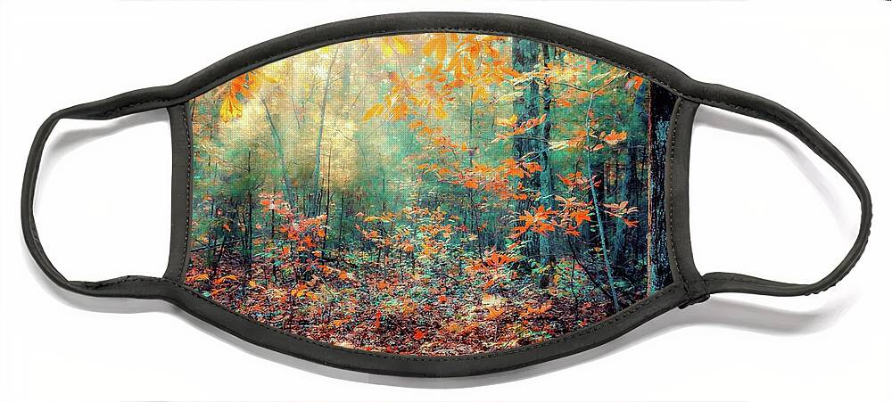 Light In The Woods Face Mask featuring the photograph Light In The Woods A by Lilia S