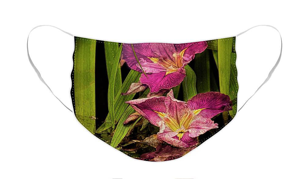 Pond Face Mask featuring the photograph Lilies by the Pond by Linda Lee Hall